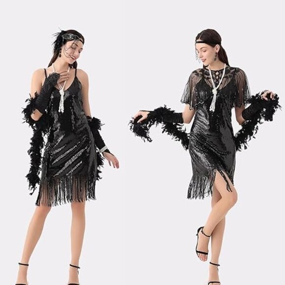 VillbeCoser Other - 1920S Flapper Dress Women Sequin Fringe Slip Dress V Neck